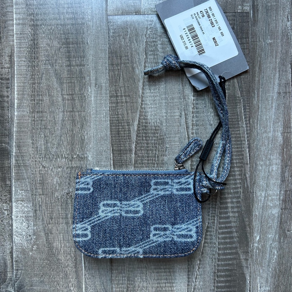 NWT Designer Balenciaga Denim Monogram  coin pouch. - Picture 2 of 5
